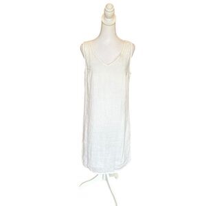 breezy linen dress VENUS Tie-Waist Linen Maxi Dress | White Multi